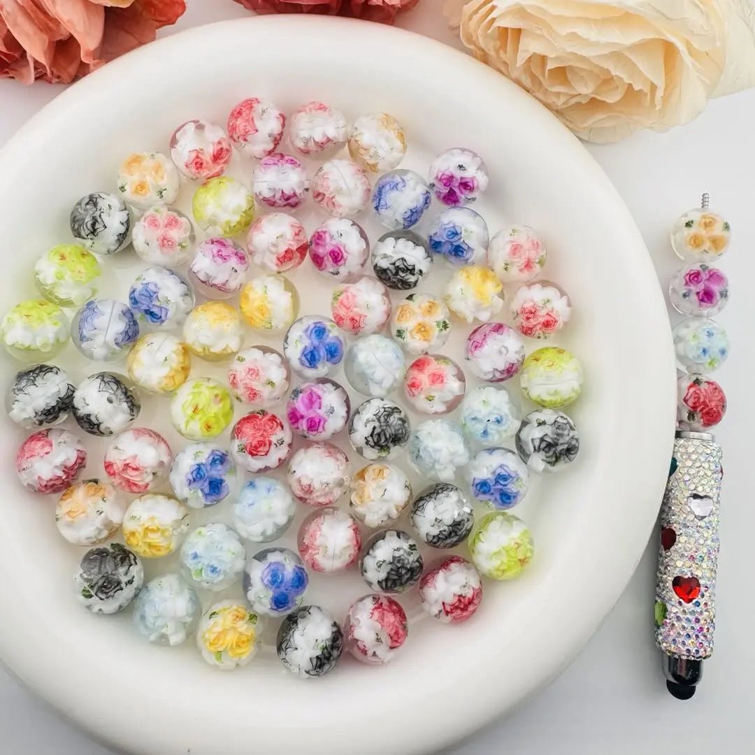FS101081-16mm Flower Resin Beads Fit Pens -Zoe DIY Wholesale