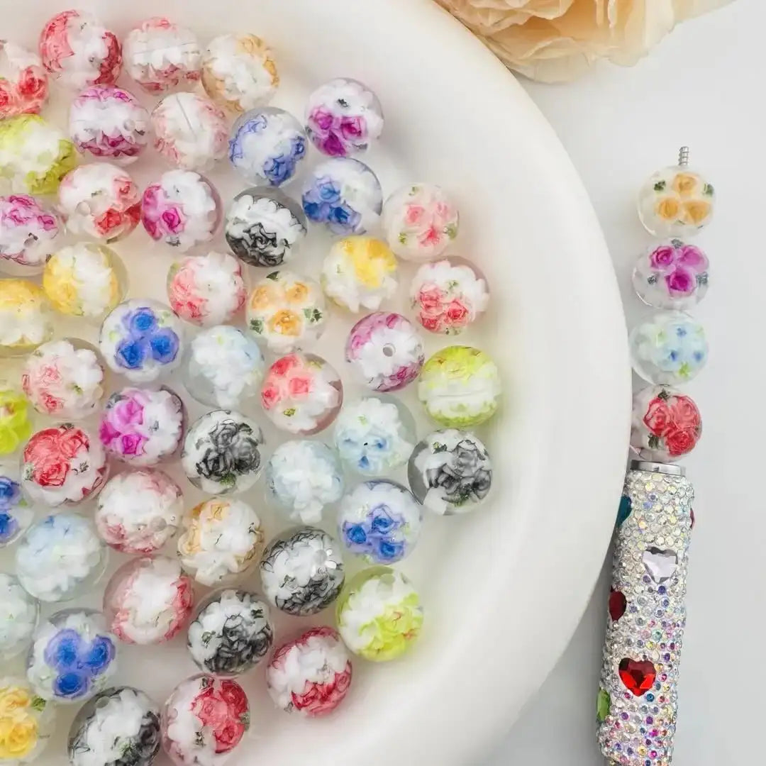 FS101081-16mm Flower Resin Beads Fit Pens -Zoe DIY Wholesale