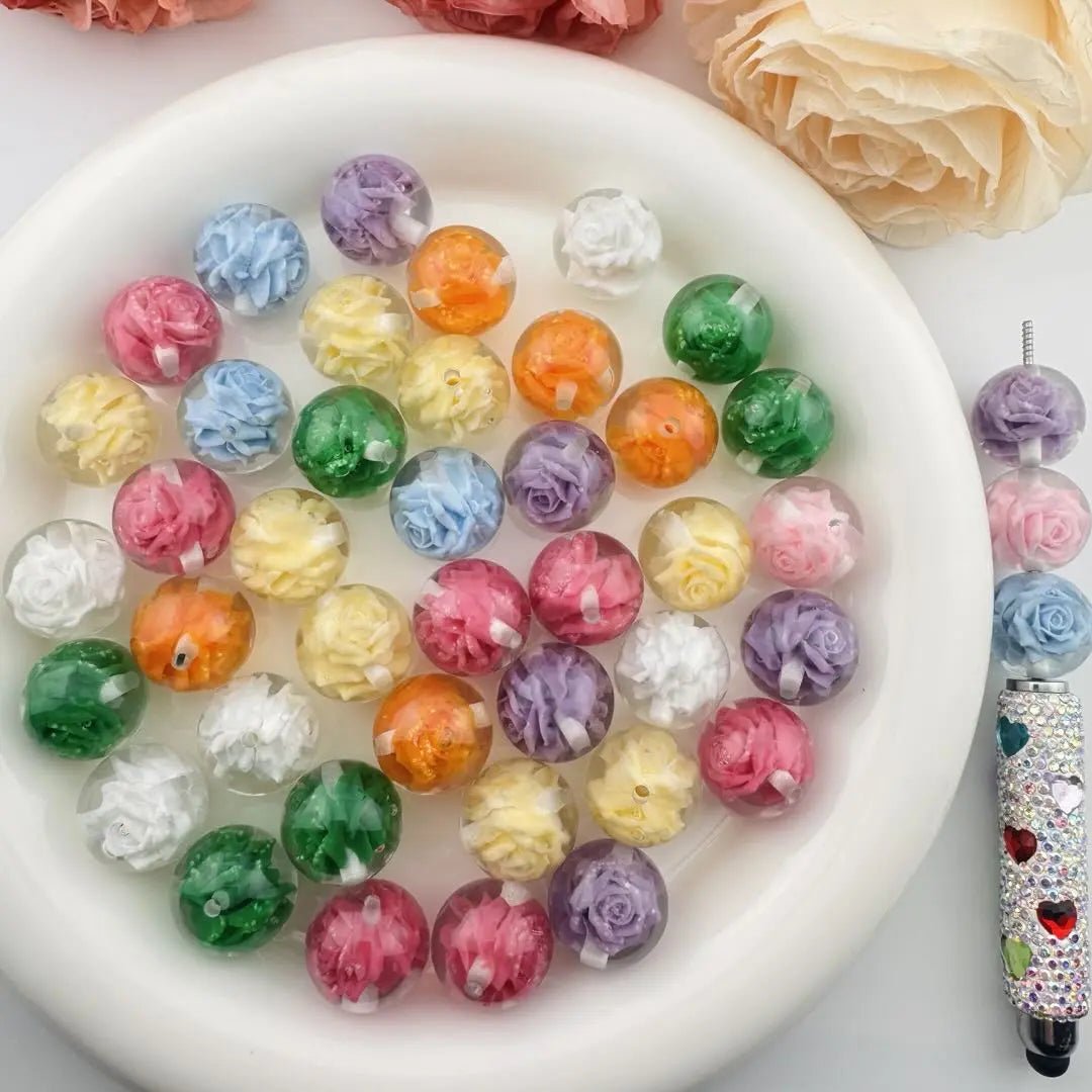 FS101082-20mm Luminous Flower Resin Beads -Zoe DIY Wholesale