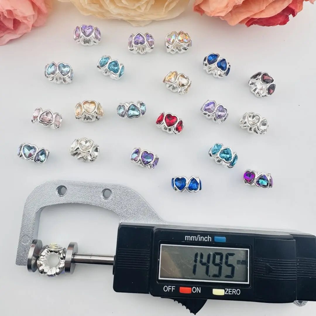 FS101094-About 8×15mm Crystal Rhinestone Heart Metal Spacer -Zoe DIY Wholesale