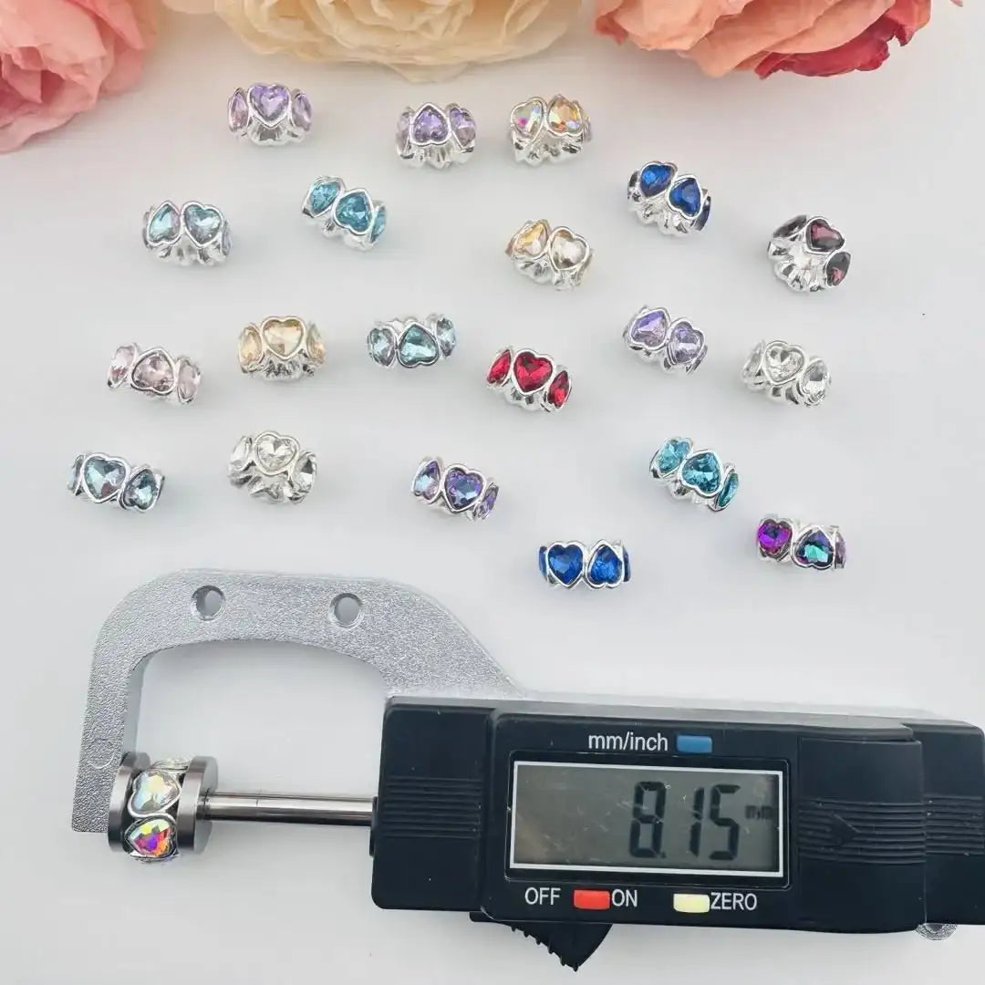 FS101094-About 8×15mm Crystal Rhinestone Heart Metal Spacer -Zoe DIY Wholesale