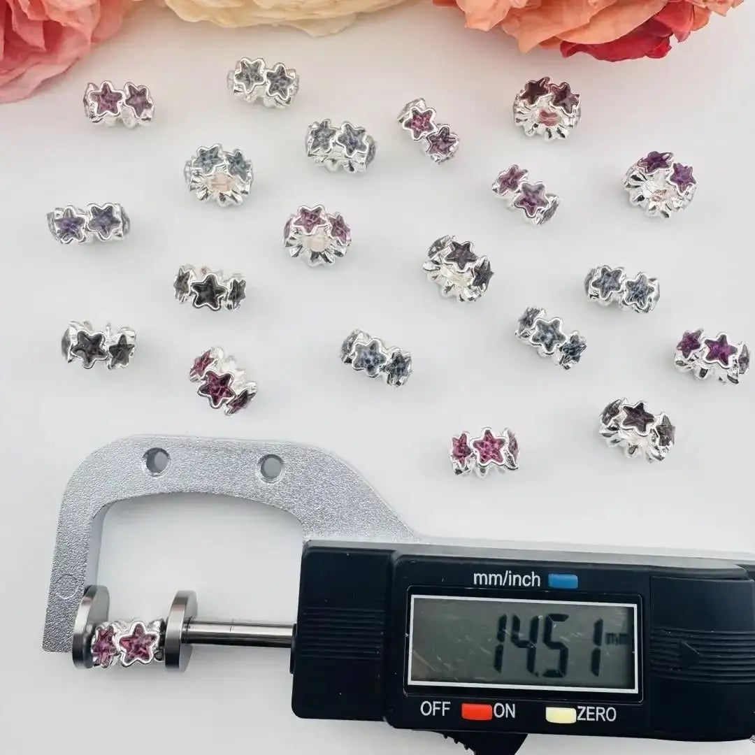 FS101095-About 8×15mm Mixed Leopard Printed Star Metal Spacer -Zoe DIY Wholesale