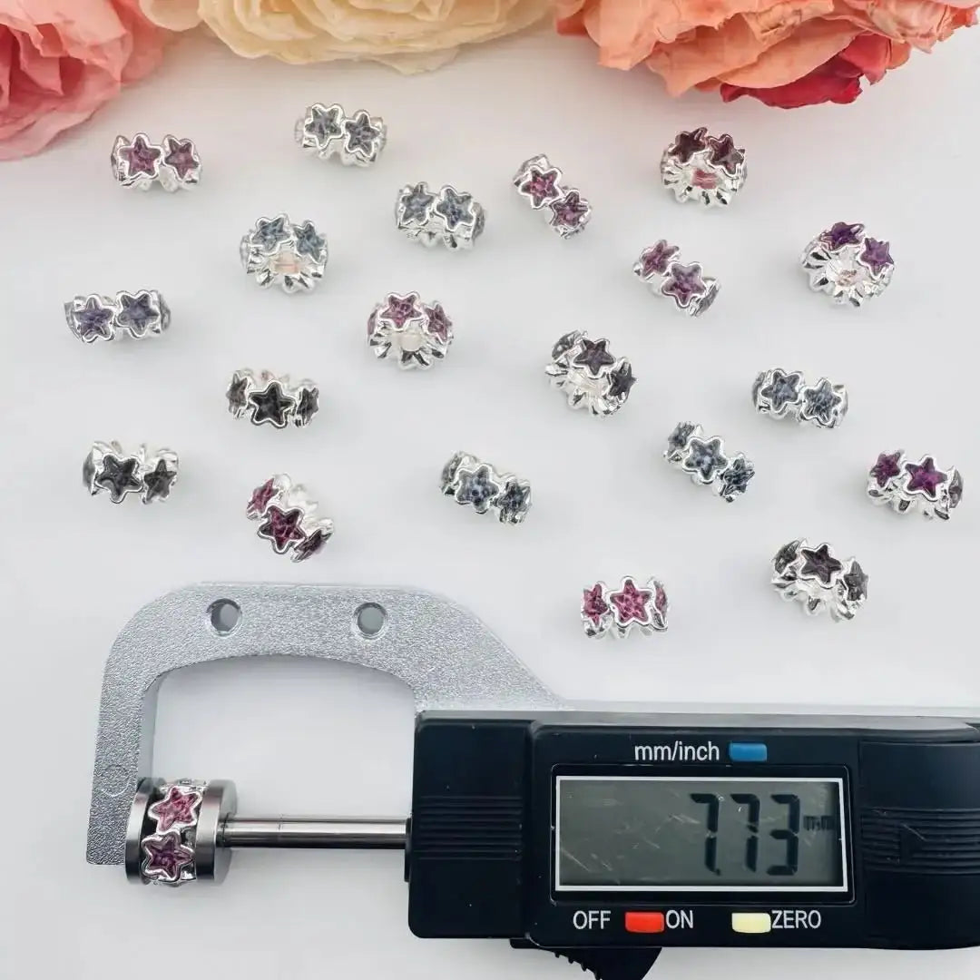 FS101095-About 8×15mm Mixed Leopard Printed Star Metal Spacer -Zoe DIY Wholesale
