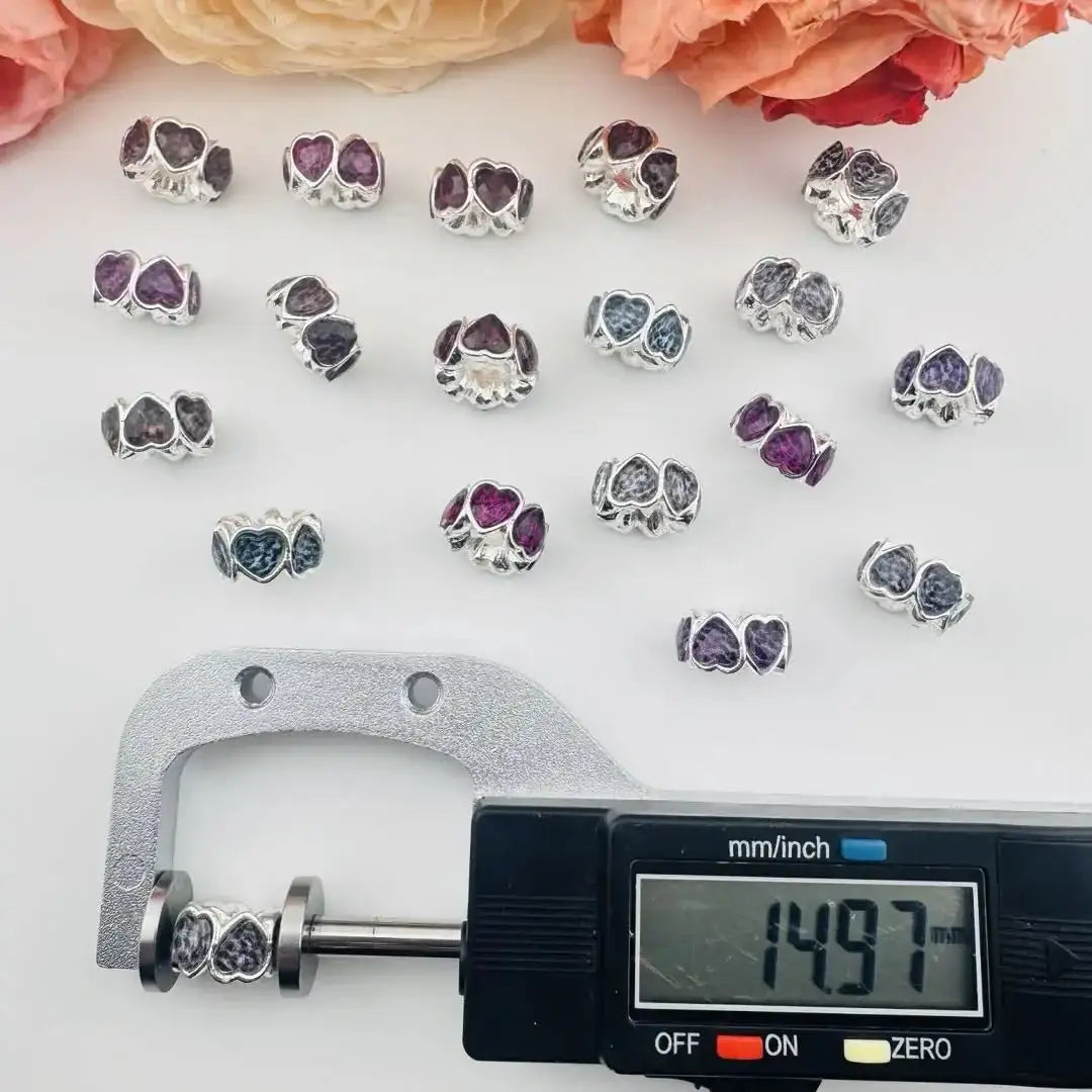 FS101097-About 8×15mm Mixed Leopard Printed Heart Metal Spacer -Zoe DIY Wholesale