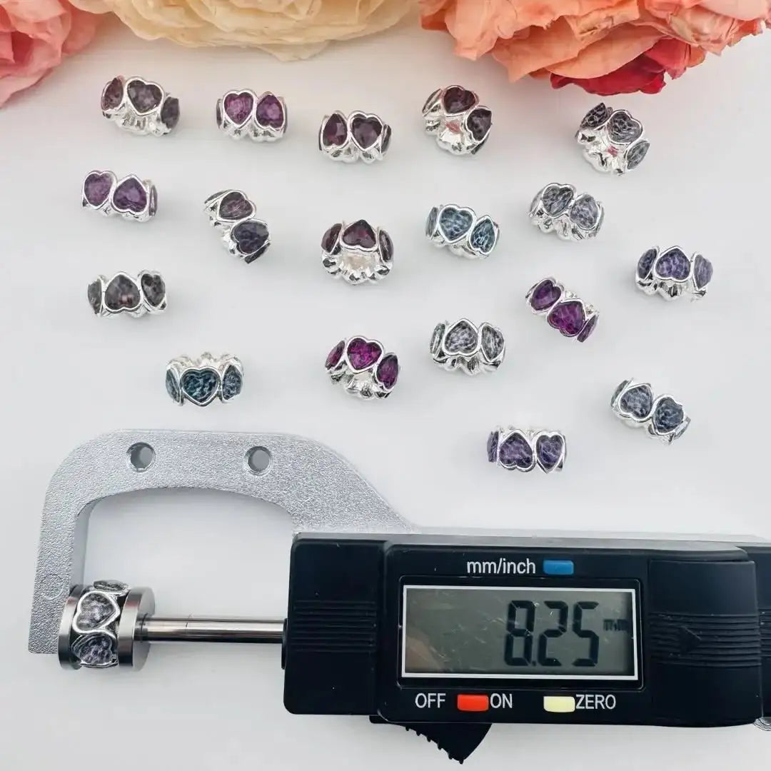 FS101097-About 8×15mm Mixed Leopard Printed Heart Metal Spacer -Zoe DIY Wholesale