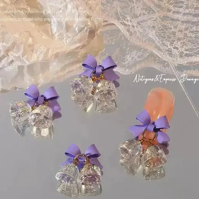 FS101104-About 17×19mm Bow Metal Crystal Bell Nail Charms For Making Fancy Beads Or Fancy Beadable Pens -Zoe DIY Wholesale