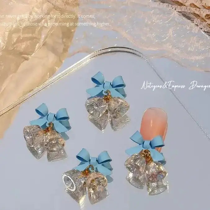 FS101104-About 17×19mm Bow Metal Crystal Bell Nail Charms For Making Fancy Beads Or Fancy Beadable Pens -Zoe DIY Wholesale