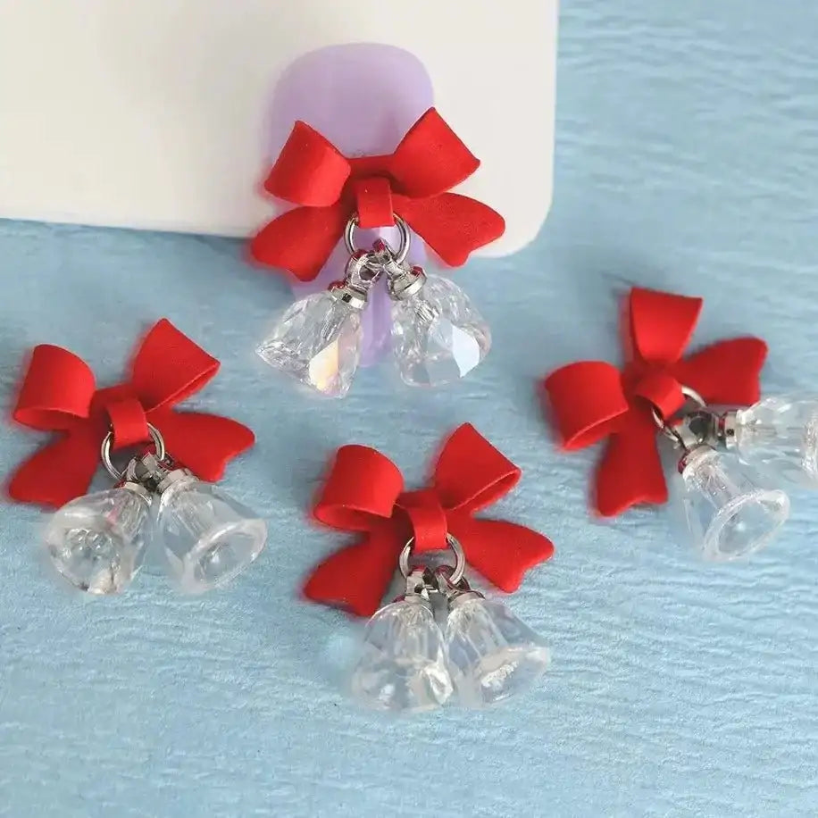 FS101104-About 17×19mm Bow Metal Crystal Bell Nail Charms For Making Fancy Beads Or Fancy Beadable Pens -Zoe DIY Wholesale