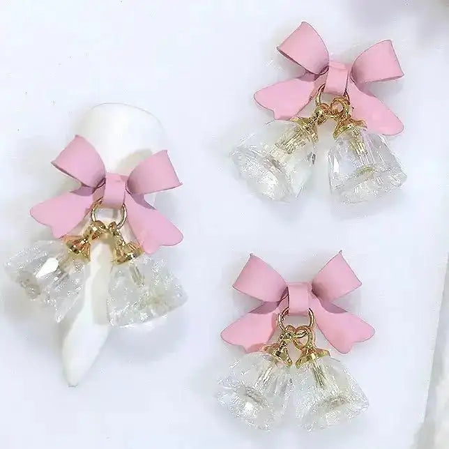 FS101104-About 17×19mm Bow Metal Crystal Bell Nail Charms For Making Fancy Beads Or Fancy Beadable Pens -Zoe DIY Wholesale
