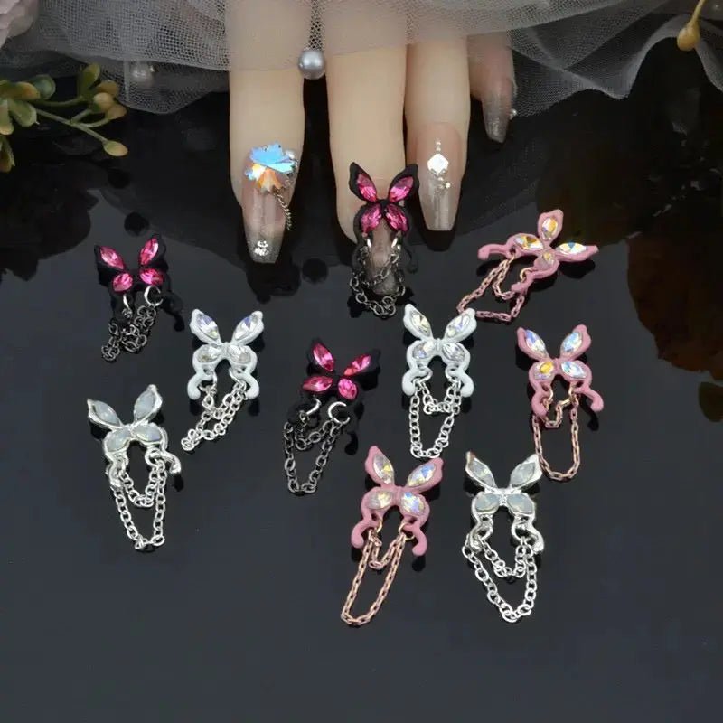 FS101111-About 14×35mm Butterfly Metal Nail Charms For Making Fancy Beads Or Fancy Beadable Pens -Zoe DIY Wholesale