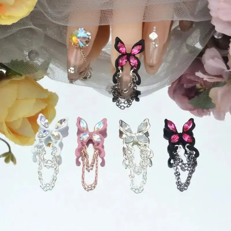 FS101111-About 14×35mm Butterfly Metal Nail Charms For Making Fancy Beads Or Fancy Beadable Pens -Zoe DIY Wholesale