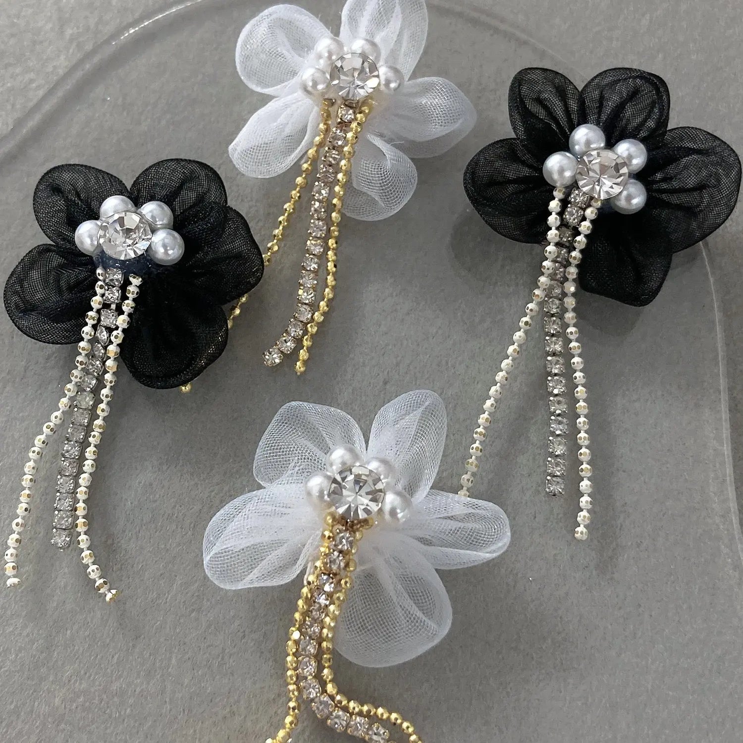 FS101117-About 25×45mm Fabric Flower With Dangle Nail Charms For Making Fancy Beads Or Fancy Beadable Pens -Zoe DIY Wholesale