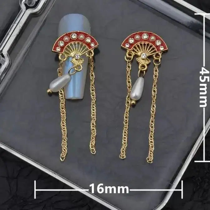 FS101118-About 16×45mm Fan Metal Nail Charms For Making Fancy Beads Or Fancy Beadable Pens -Zoe DIY Wholesale