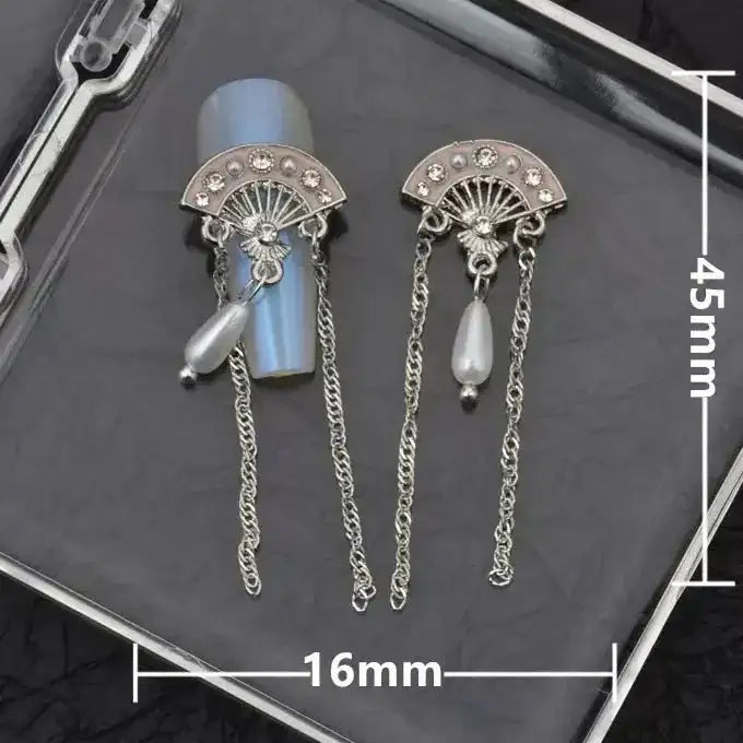 FS101118-About 16×45mm Fan Metal Nail Charms For Making Fancy Beads Or Fancy Beadable Pens -Zoe DIY Wholesale