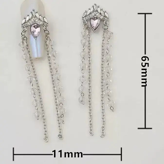 FS101213-About 11*65mm Rhinestone Metal Nail Charms -Zoe DIY Wholesale