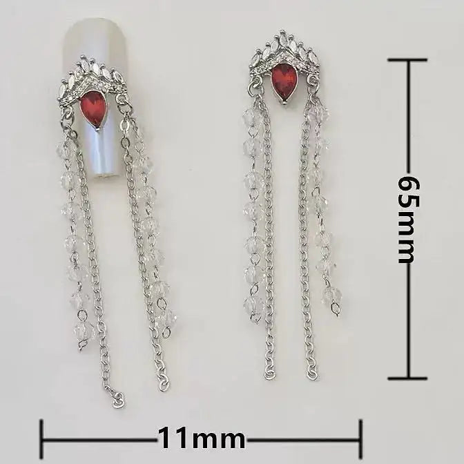 FS101213-About 11*65mm Rhinestone Metal Nail Charms -Zoe DIY Wholesale