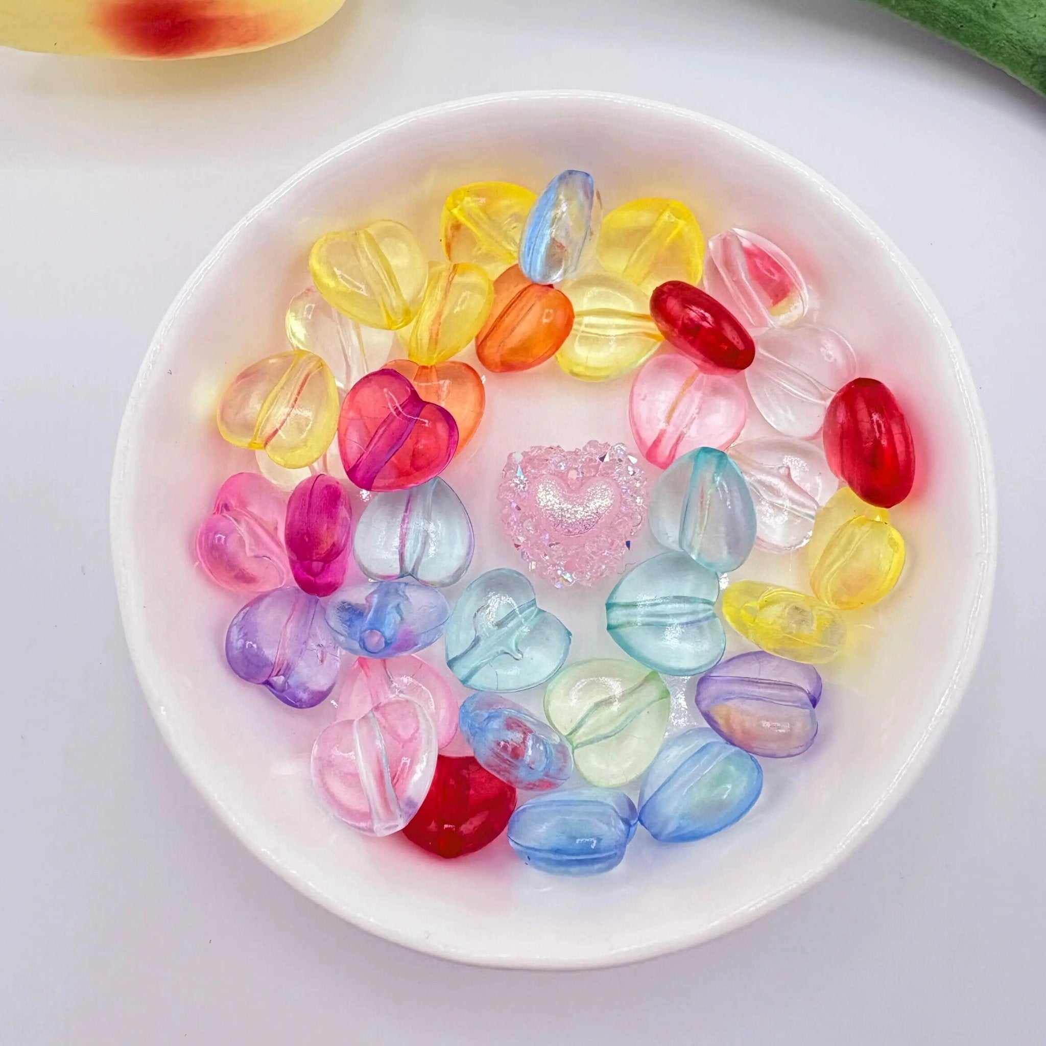 FS101251-About 10*11MM Clear Color Mixed Heart Acrylic Based Beads -Zoe DIY Wholesale