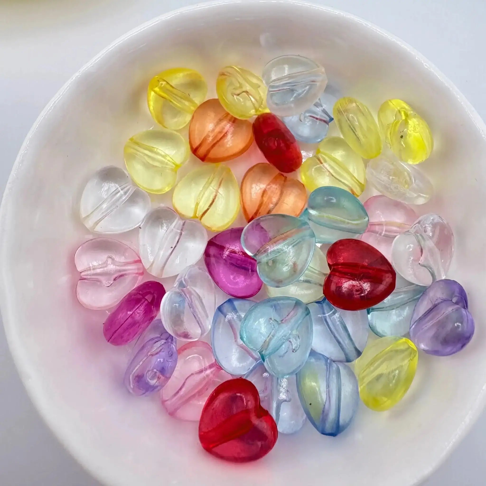 FS101251-About 10*11MM Clear Color Mixed Heart Acrylic Based Beads -Zoe DIY Wholesale