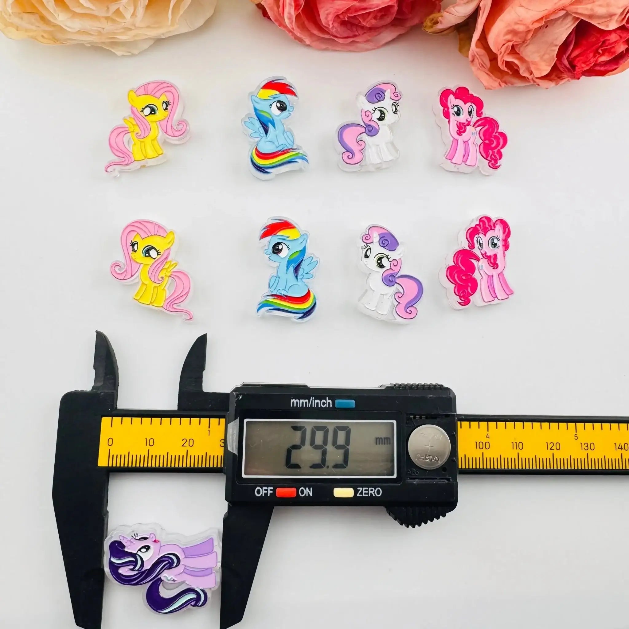 FS101255-About 20*30mm My Little Pony Double Side Printed Acrylic Beads For Beadable Pens Keychain Making -Zoe DIY Wholesale