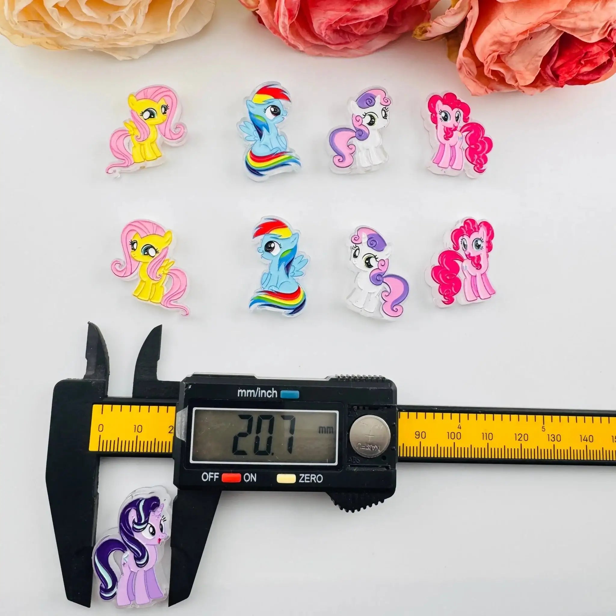 FS101255-About 20*30mm My Little Pony Double Side Printed Acrylic Beads For Beadable Pens Keychain Making -Zoe DIY Wholesale