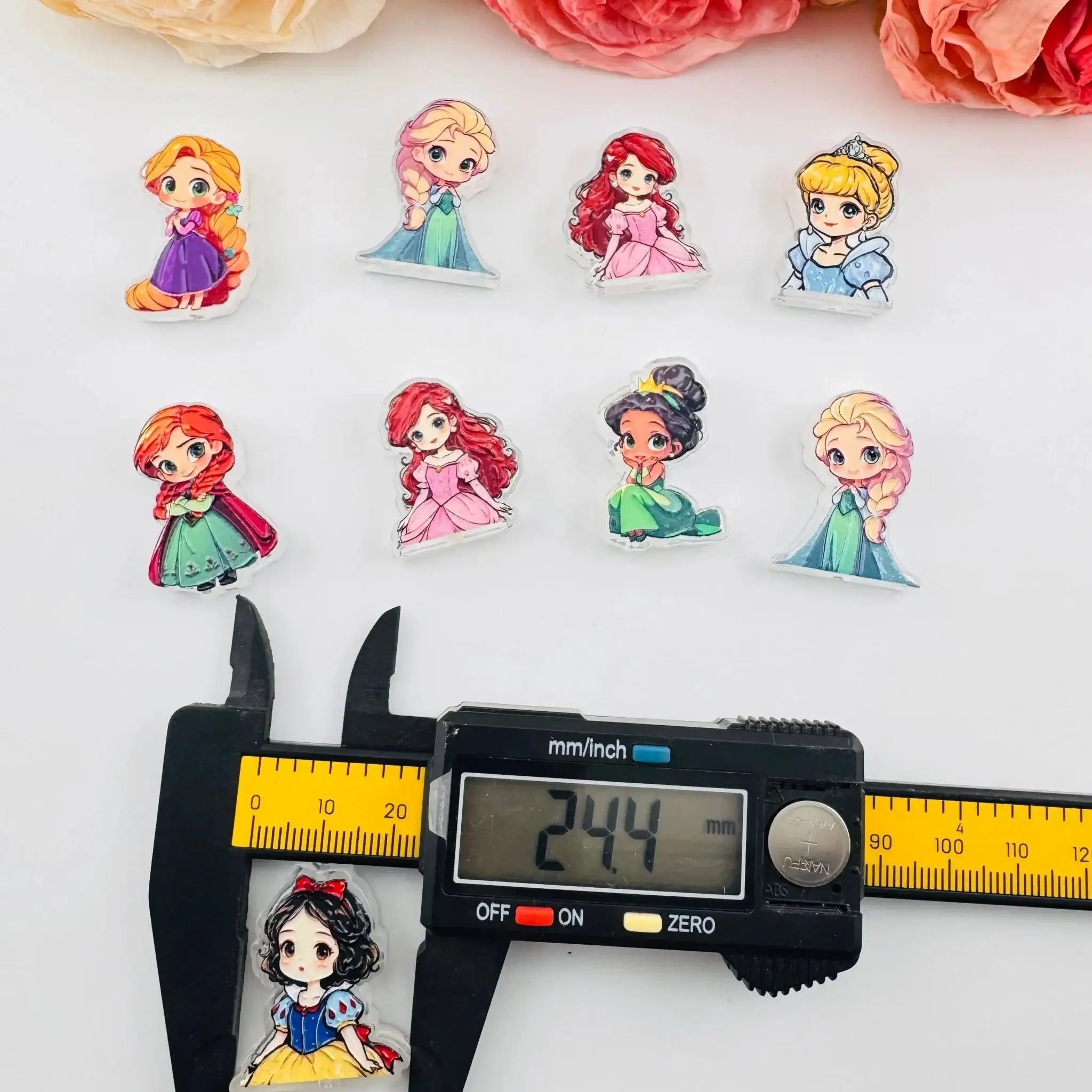FS101256-About 25*30mm Double Side Printed Princess Acrylic Beads For Beadable Pens Jewelry Making -Zoe DIY Wholesale