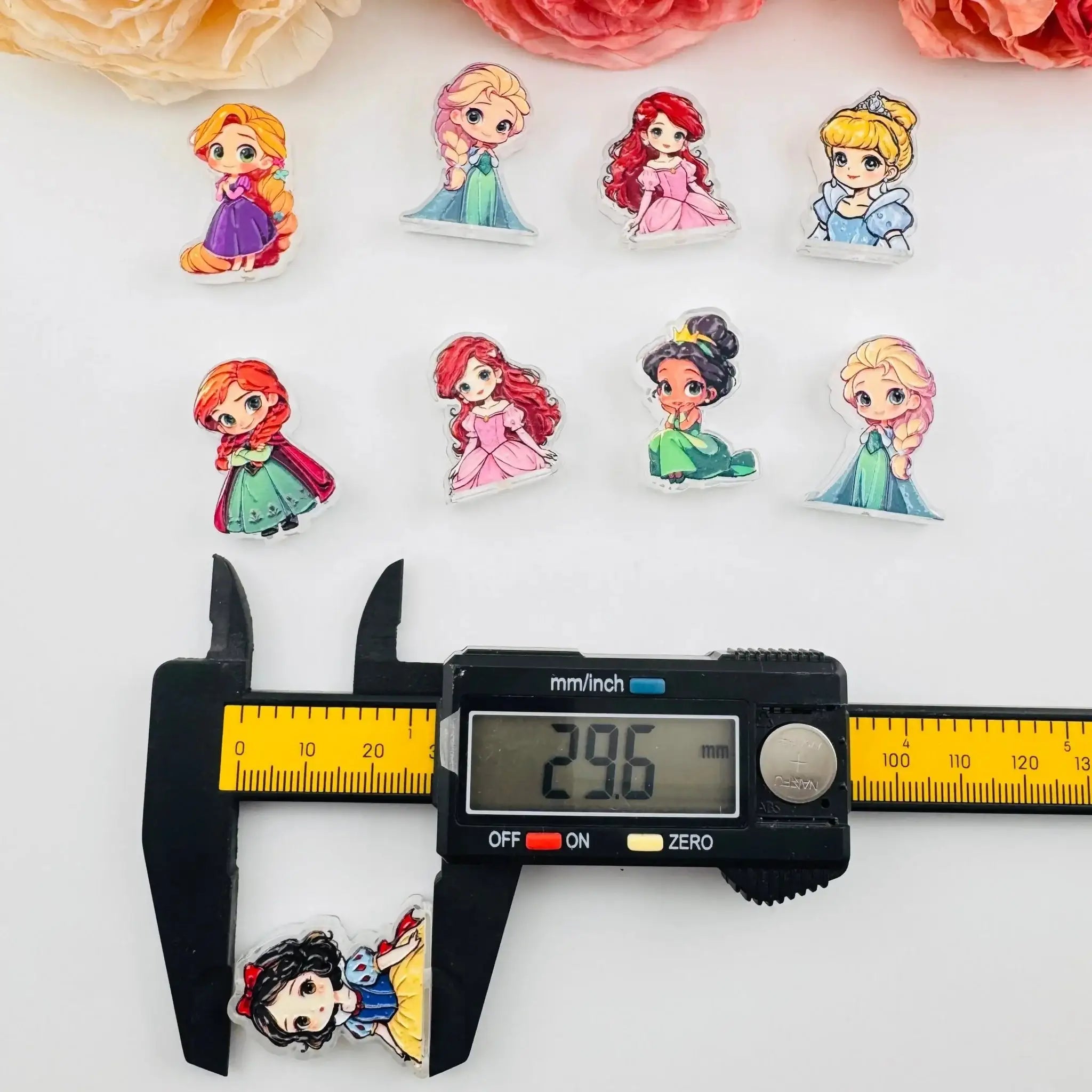 FS101256-About 25*30mm Double Side Printed Princess Acrylic Beads For Beadable Pens Jewelry Making -Zoe DIY Wholesale