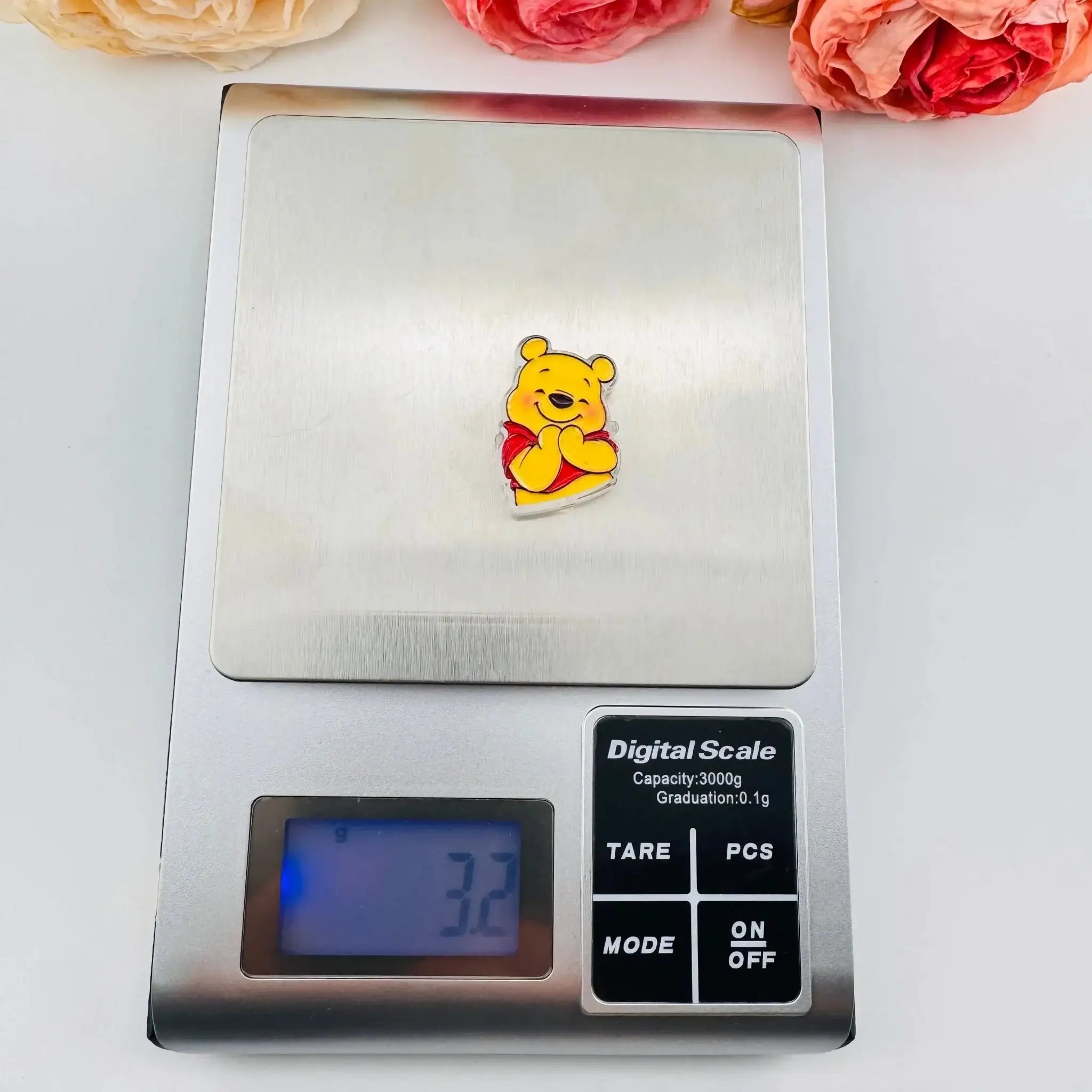 FS101258-About 22*25mm Winnie Pooh Double Side Printed Acrylic Beads For Beadable Pens Keychain Making -Zoe DIY Wholesale