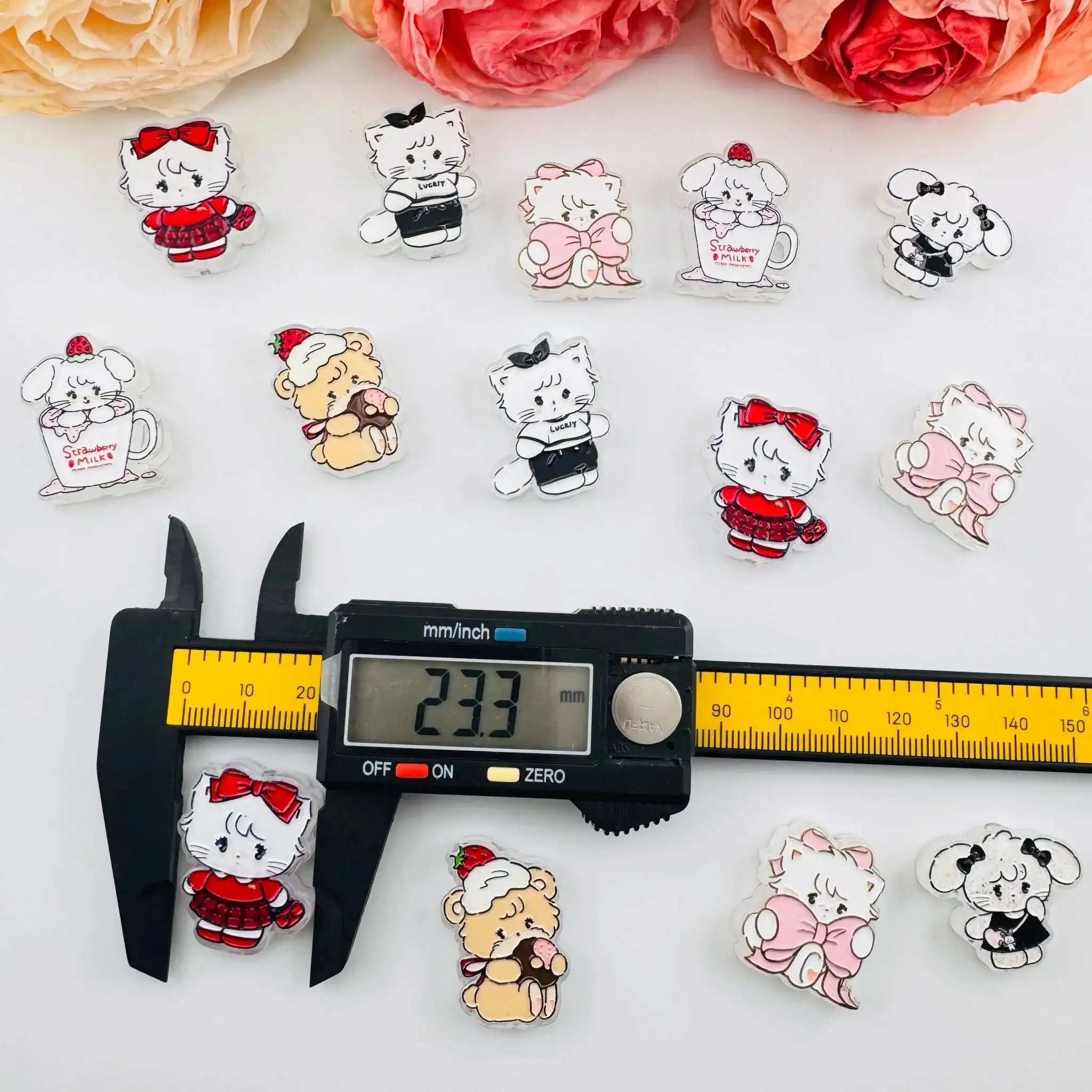 FS101260-About 23*29mm Double Side Printed Miko Acrylic Beads For Beadable Pens Keychain Making -Zoe DIY Wholesale