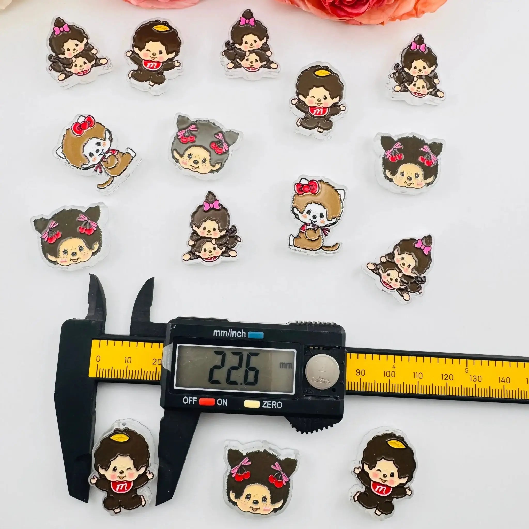 FS101261-About 23*29mm Monchhichi Acrylic Beads For Beadable Pens Keychain Making -Zoe DIY Wholesale