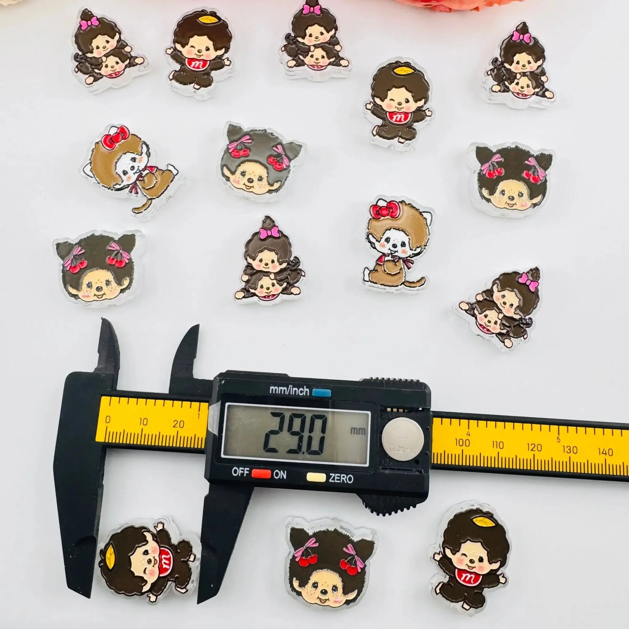 FS101261-About 23*29mm Monchhichi Acrylic Beads For Beadable Pens Keychain Making -Zoe DIY Wholesale