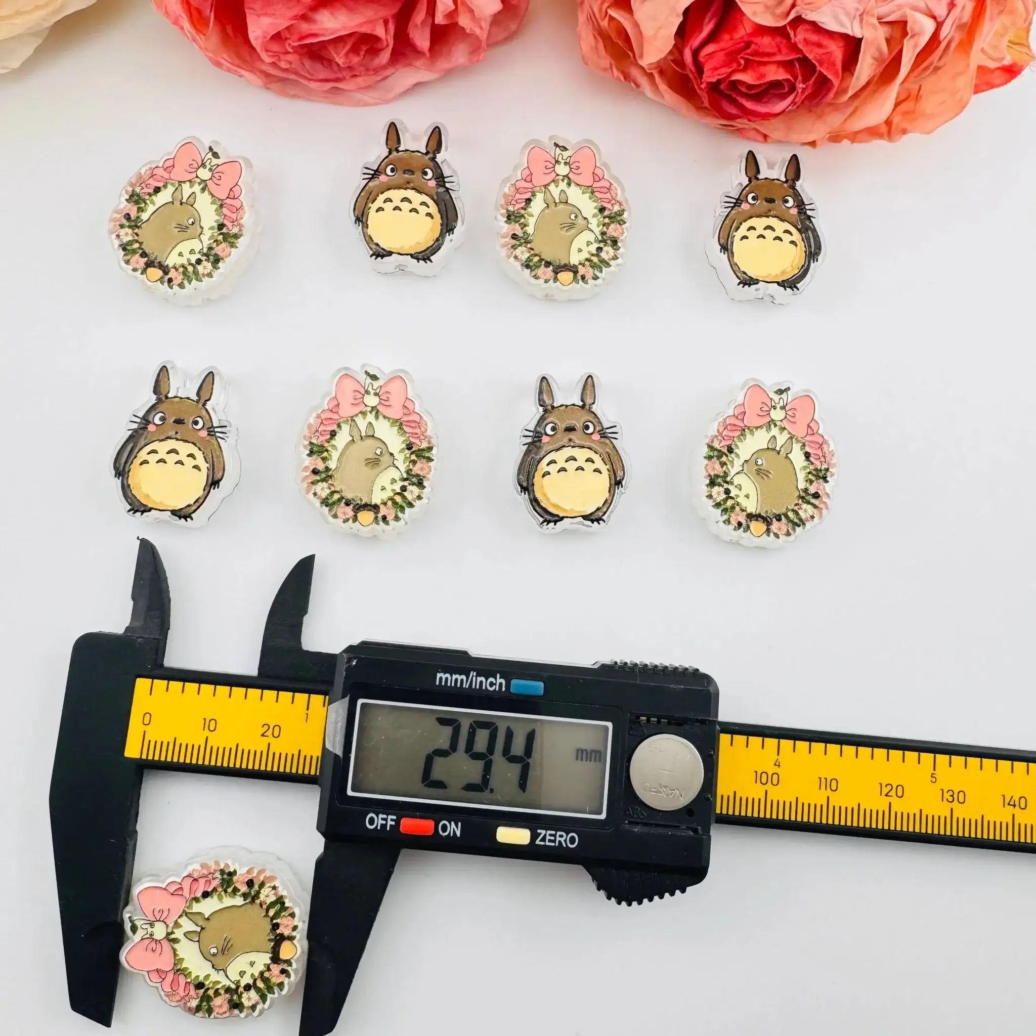 FS101262-About 24*29mm Double Side Printed Totoro Acrylic Beads For Beadable Pens Keychain Making -Zoe DIY Wholesale