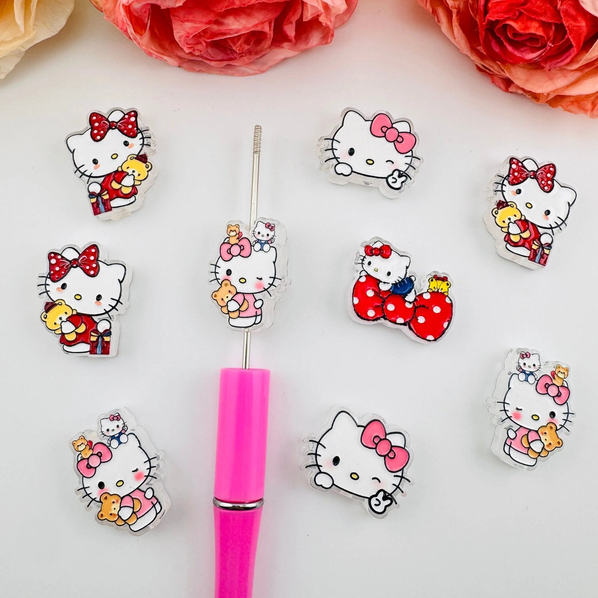 FS101265-About 22*28mm Double Side Printed HK Acrylic Beads For Beadable Pens Keychain Making -Zoe DIY Wholesale