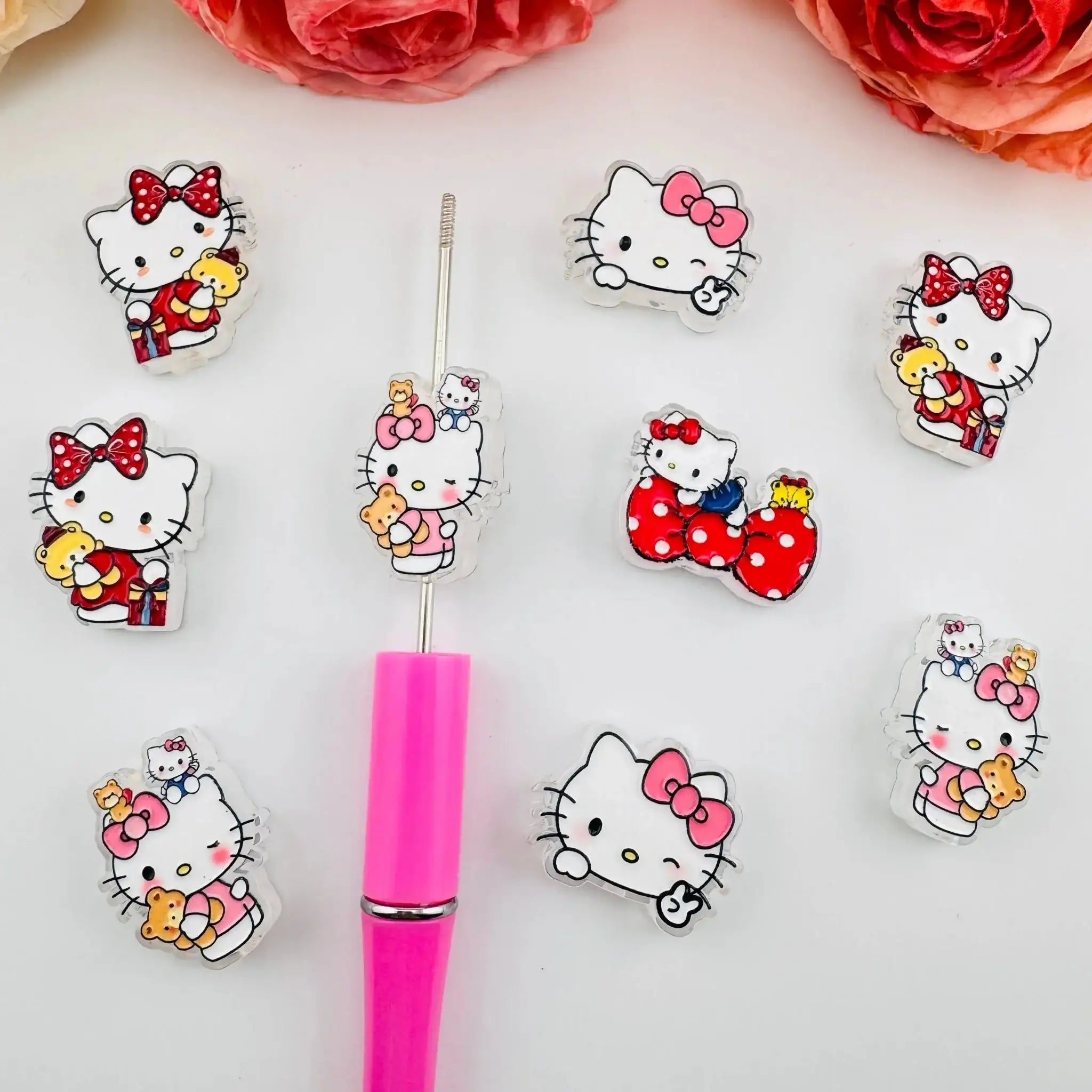 FS101265-About 22*28mm Double Side Printed HK Acrylic Beads For Beadable Pens Keychain Making -Zoe DIY Wholesale
