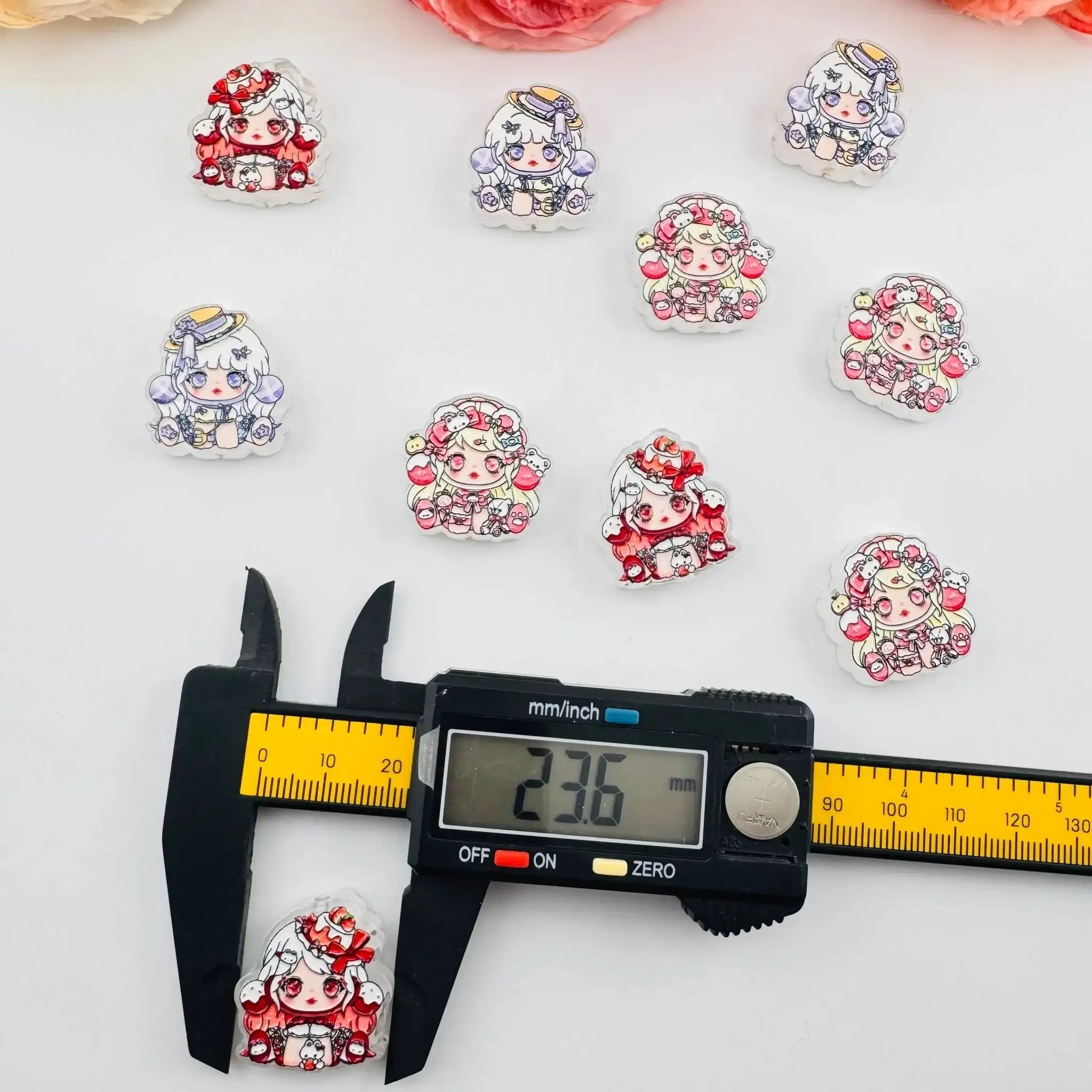 FS101266-About 24*25mm Double Side Printed SP Acrylic Beads For Beadable Pens Keychain Making -Zoe DIY Wholesale