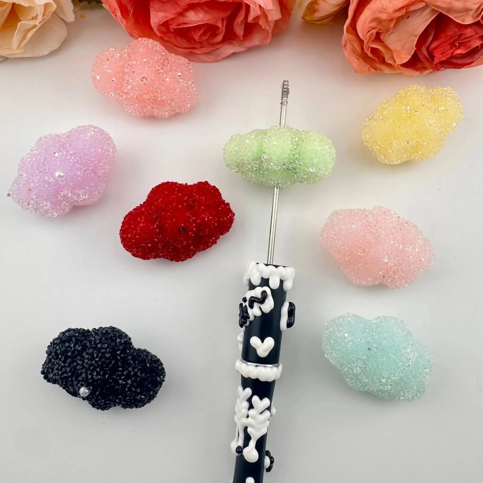 FS101327-About 25*35mm Cloud Sugar Beads For Beadable Pens Keychain Making -Zoe DIY Wholesale