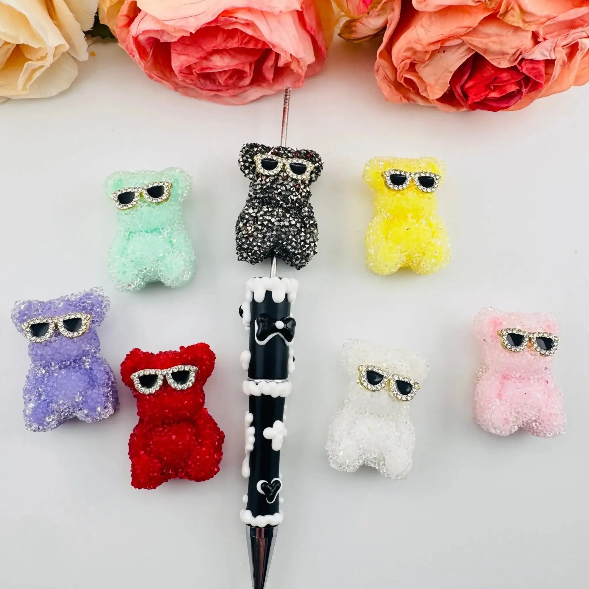 FS101337-About 24*35mm Sugar Bear Beads For Beadable Pens Keychain Making -Zoe DIY Wholesale