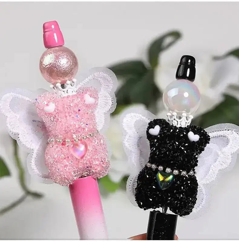 FS101355-About 40mm*46mm Butterfly Wing Bear Sugar Acrylic Beads For Making Beadable Pens Keychain -Zoe DIY Wholesale
