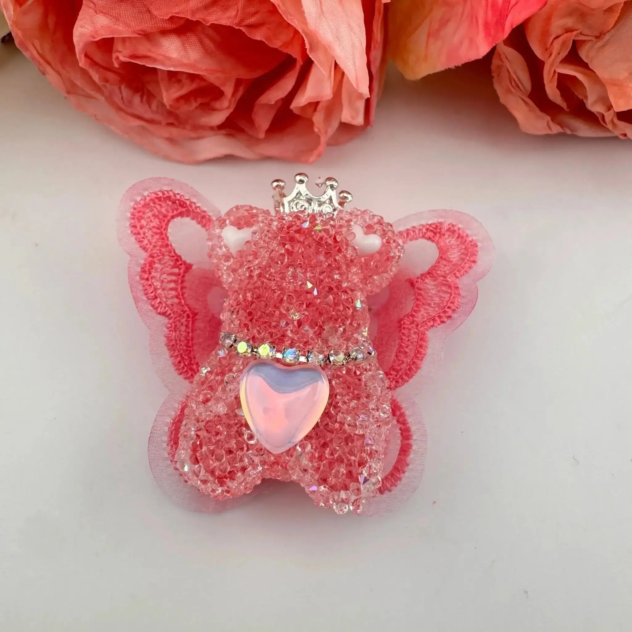 FS101355-About 40mm*46mm Butterfly Wing Bear Sugar Acrylic Beads For Making Beadable Pens Keychain -Zoe DIY Wholesale