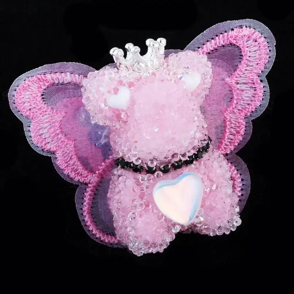 FS101355-About 40mm*46mm Butterfly Wing Bear Sugar Acrylic Beads For Making Beadable Pens Keychain -Zoe DIY Wholesale