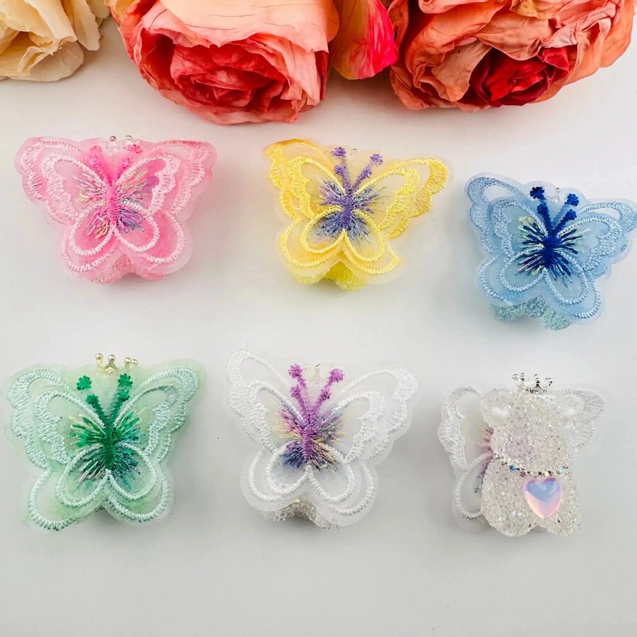 FS101355-About 40mm*46mm Butterfly Wing Bear Sugar Acrylic Beads For Making Beadable Pens Keychain -Zoe DIY Wholesale