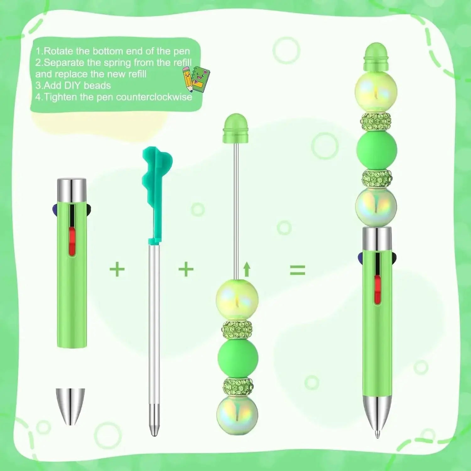 FS101391-Four Color Ink Beadable Pens -Zoe DIY Wholesale