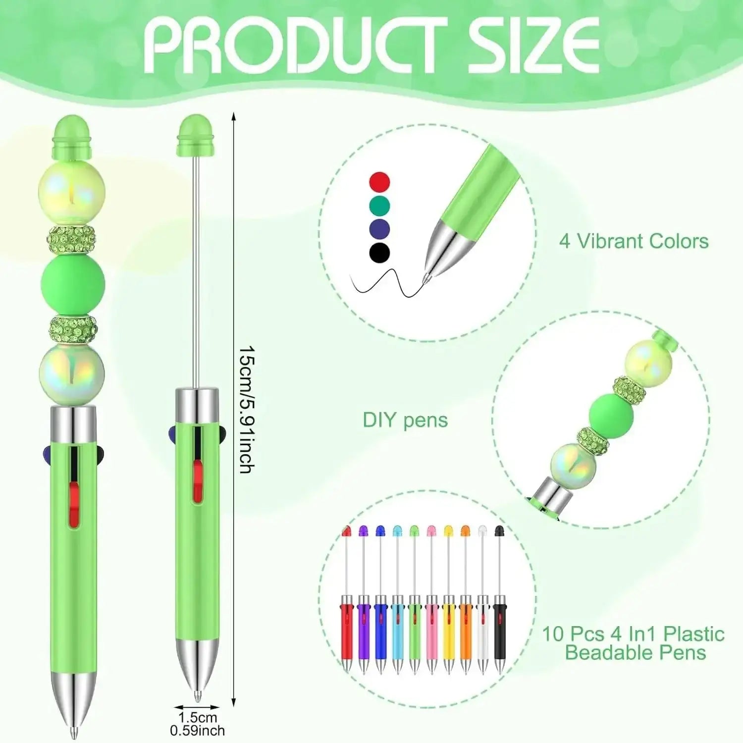 FS101391-Four Color Ink Beadable Pens -Zoe DIY Wholesale