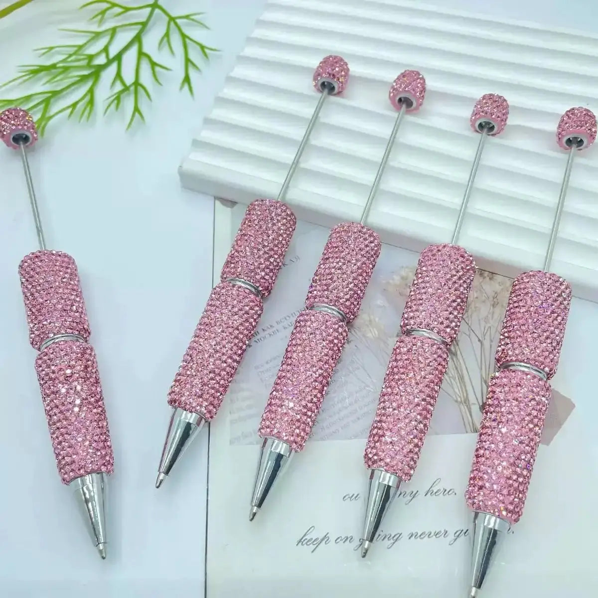 FS101507-Beadable Clay Pens with Shiny Rhinestones Covered the Entire Pen -Zoe DIY Wholesale