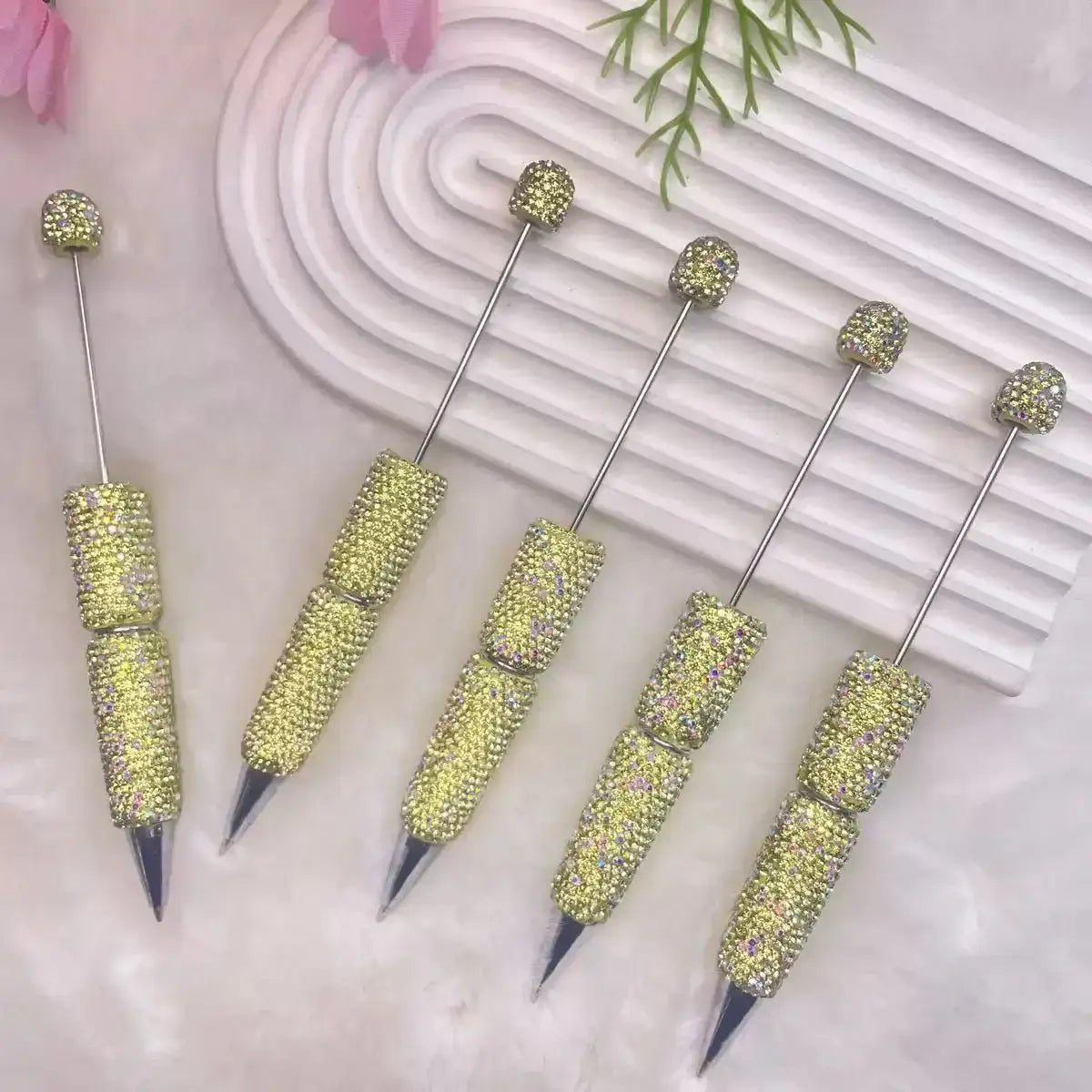 FS101507-Beadable Clay Pens with Shiny Rhinestones Covered the Entire Pen -Zoe DIY Wholesale