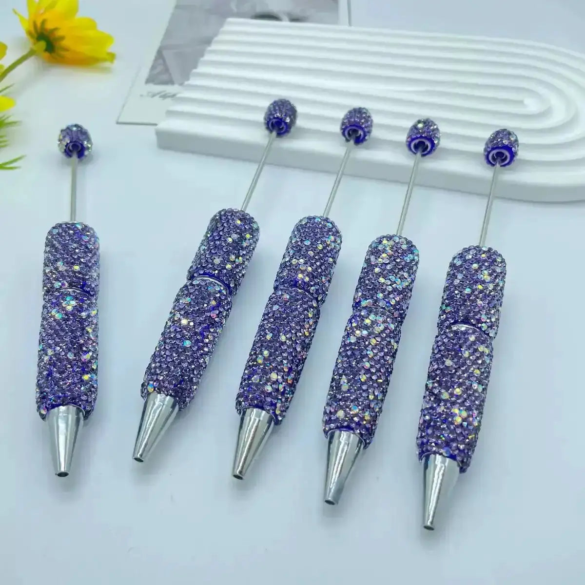 FS101507-Beadable Clay Pens with Shiny Rhinestones Covered the Entire Pen -Zoe DIY Wholesale