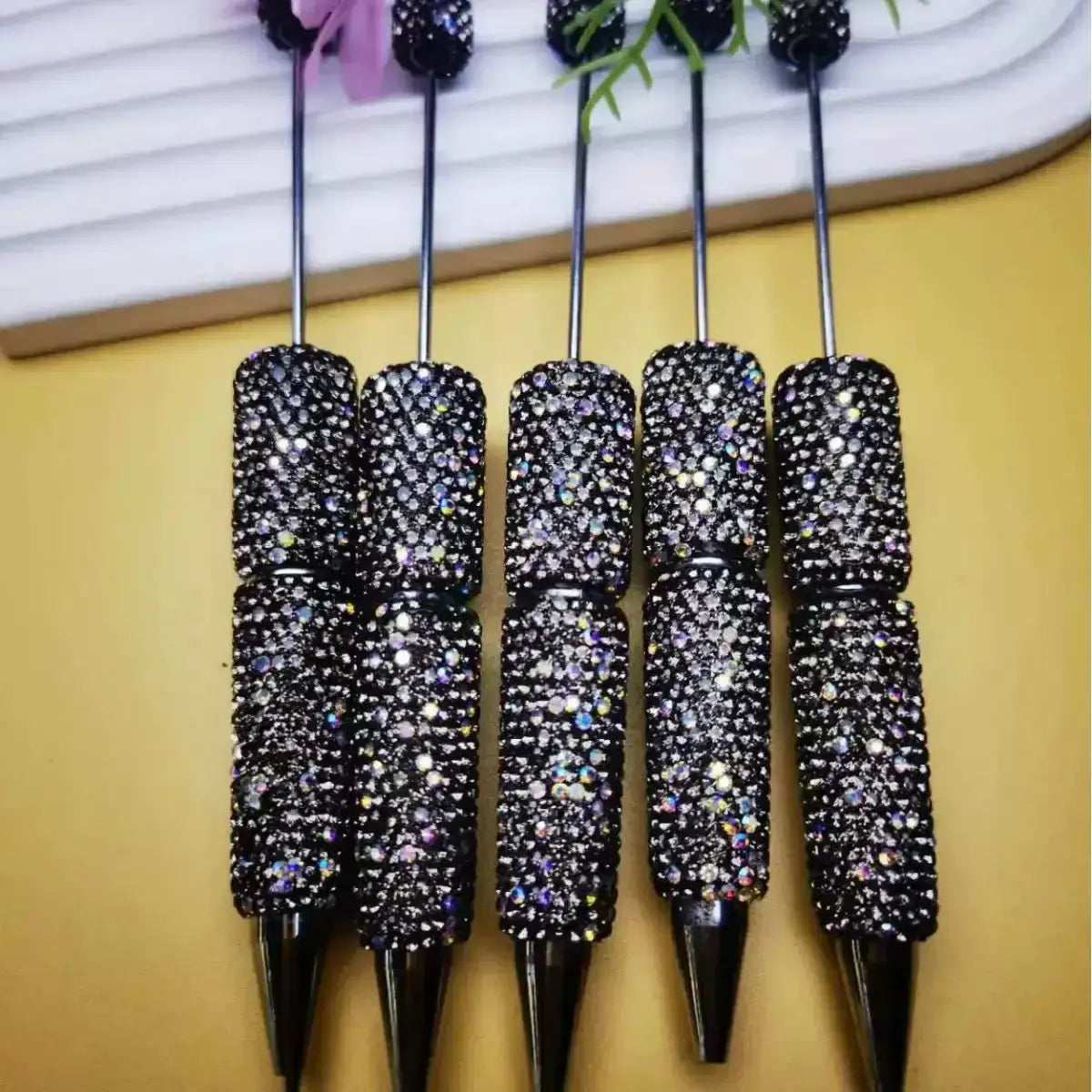 FS101507-Beadable Clay Pens with Shiny Rhinestones Covered the Entire Pen -Zoe DIY Wholesale