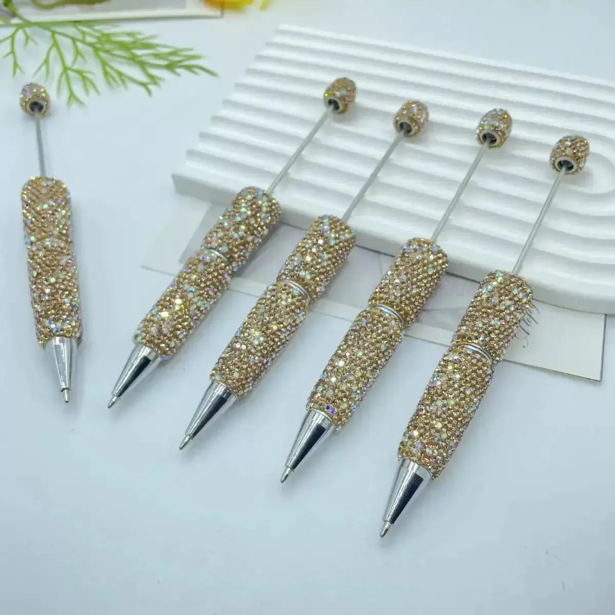 FS101507-Beadable Clay Pens with Shiny Rhinestones Covered the Entire Pen -Zoe DIY Wholesale