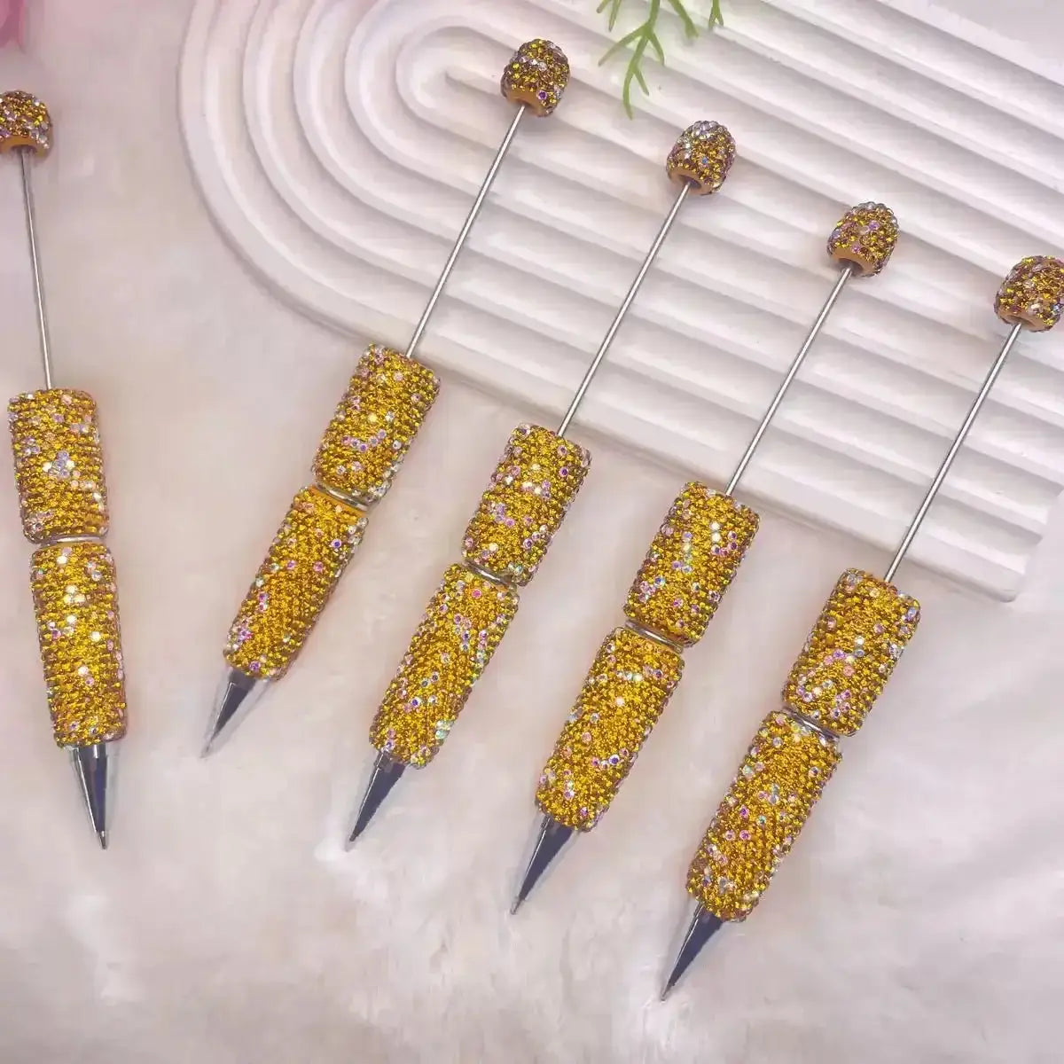 FS101507-Beadable Clay Pens with Shiny Rhinestones Covered the Entire Pen -Zoe DIY Wholesale
