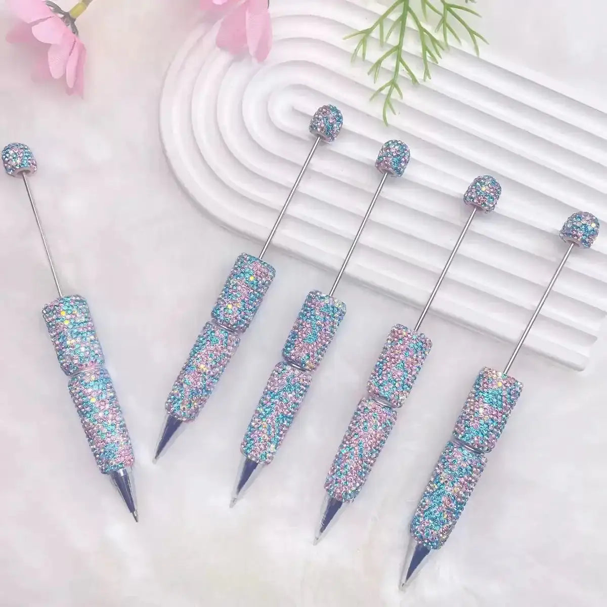 FS101507-Beadable Clay Pens with Shiny Rhinestones Covered the Entire Pen -Zoe DIY Wholesale