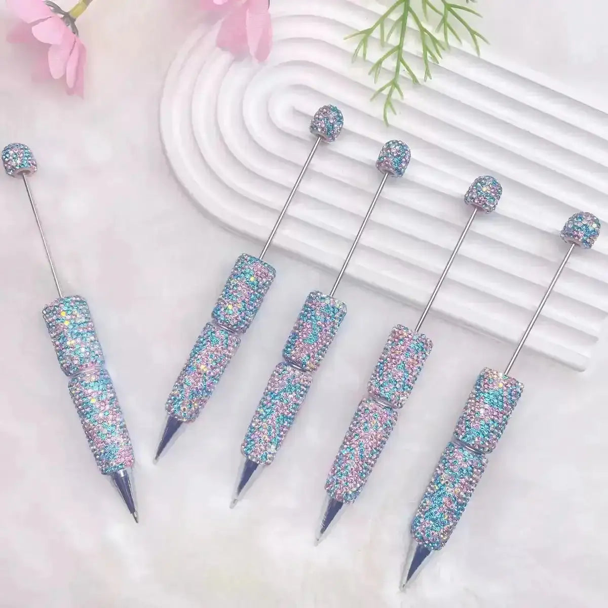 FS101507-Beadable Clay Pens with Shiny Rhinestones Covered the Entire Pen -Zoe DIY Wholesale